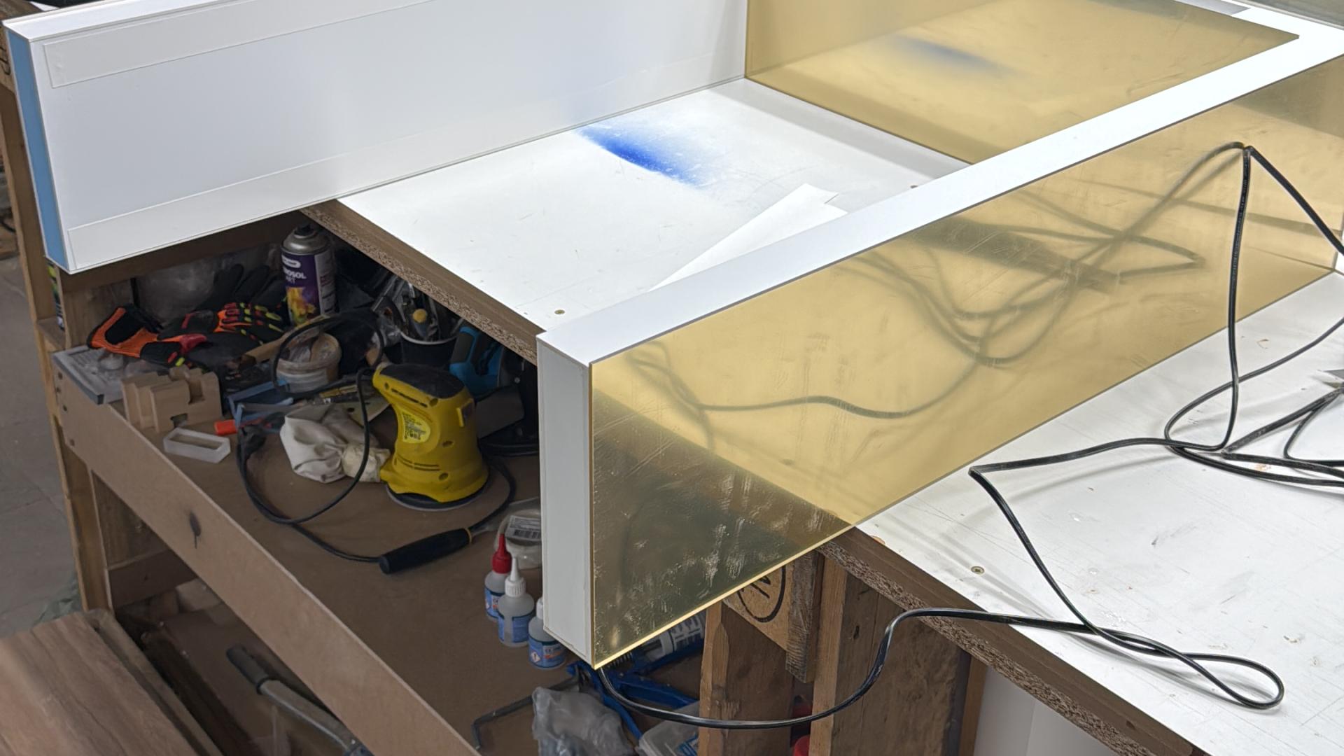Display shelf for a premium cosmetics brand