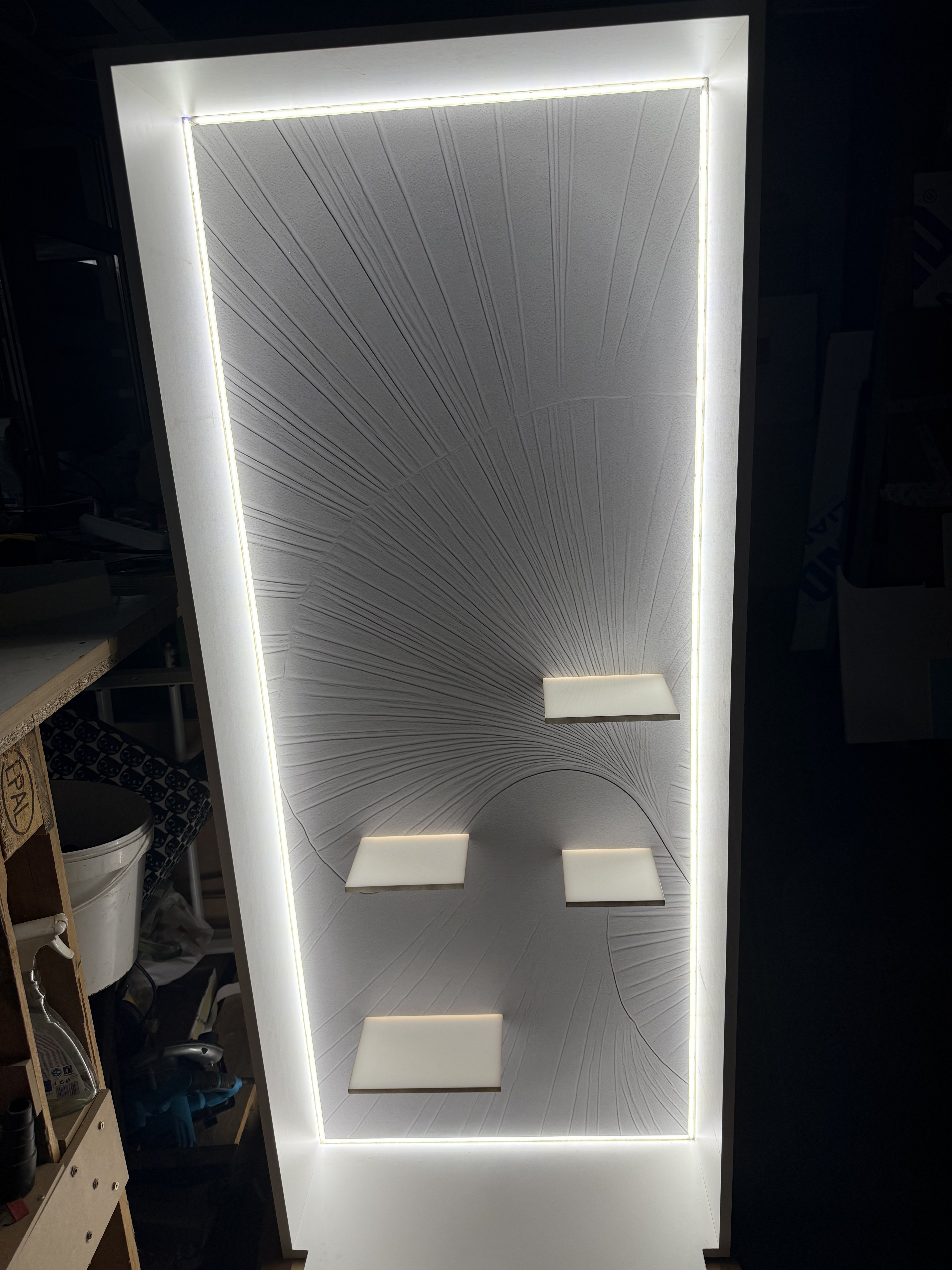 Sculptural display stand fabrication for CLARA